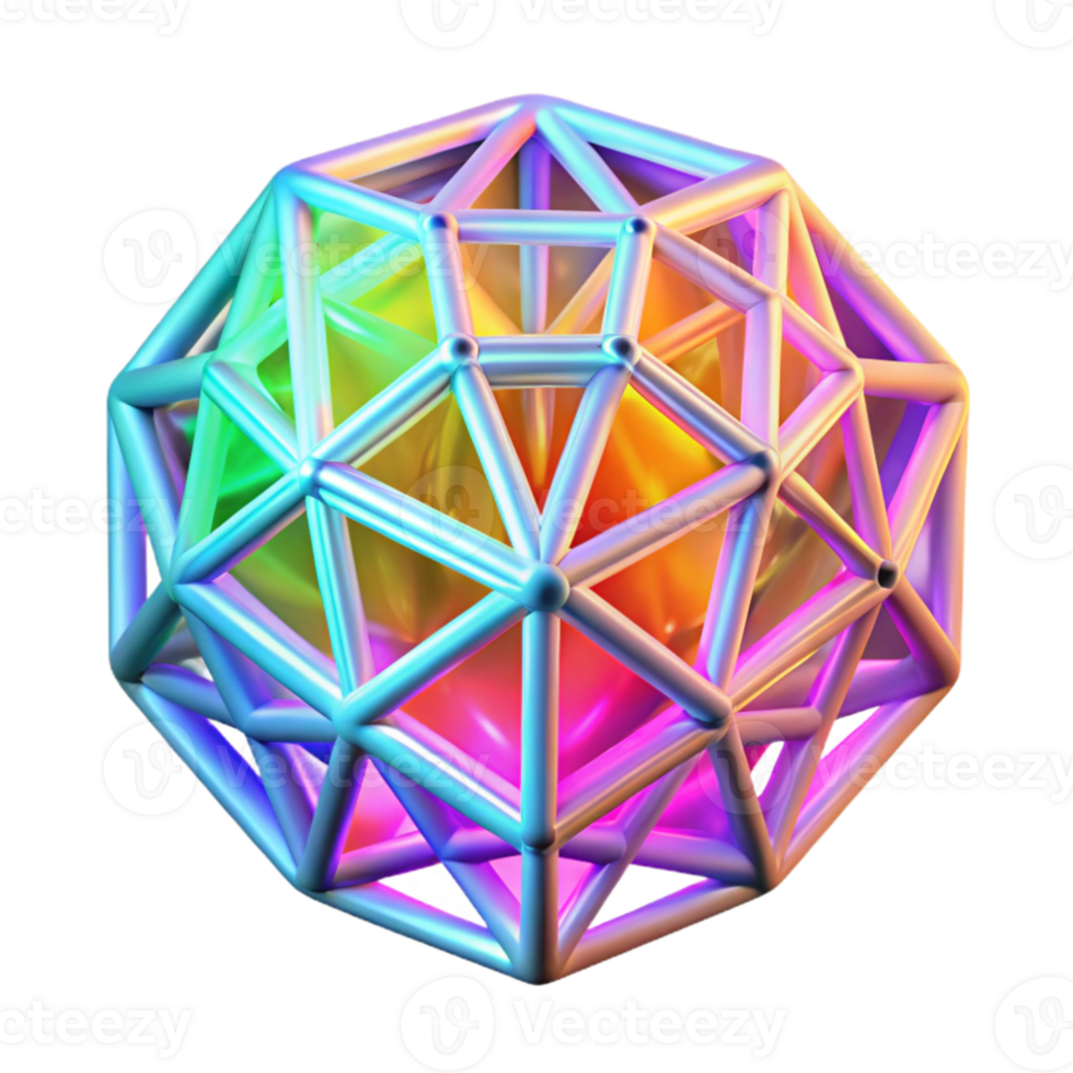 extraordinary minimalist An intricate latticework of glowing, crystalline structures, illuminated by a rainbow gradient, in a futuristic style professional png