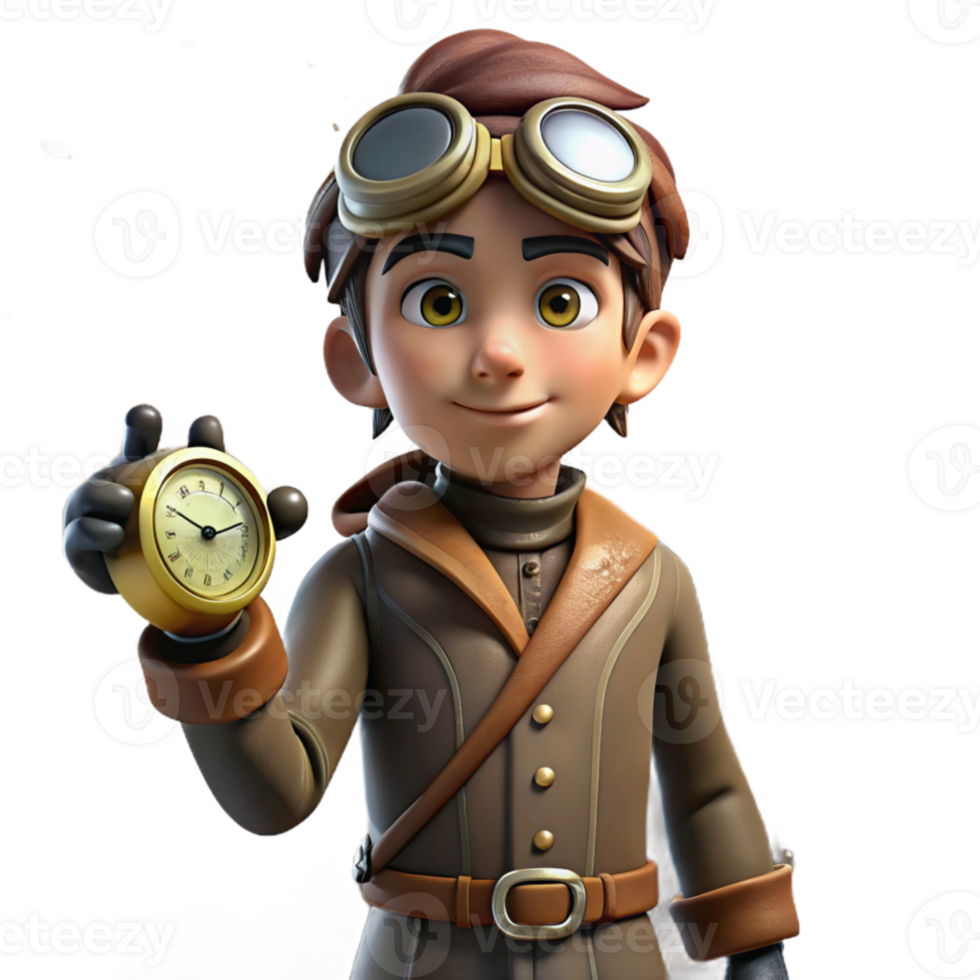 wonderful abstract A lone steampunk explorer in a leather aviator jacket and goggles, holding a complex compass, amidst swirling dust motes in a dim, dusty attic, cinematic lighting high quality png