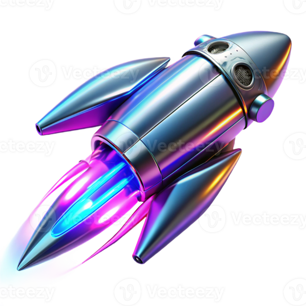 stunning abstract A sleek, chrome spaceship with glowing blue engine trails warping through a neon-pink nebula, art deco style, ray tracing, 4K png