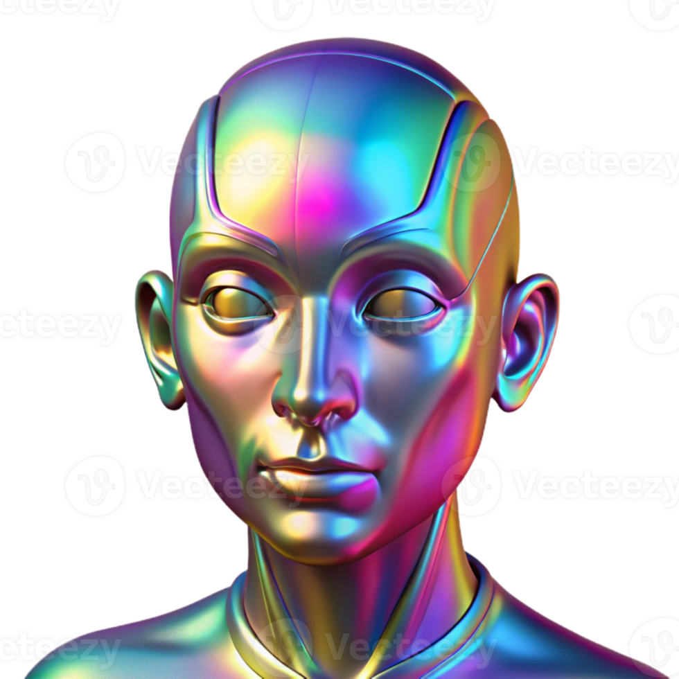 magnificent creative A holographic projection of a human face glitching and distorting, bright and colorful, cyberpunk, glitch art, genuine png