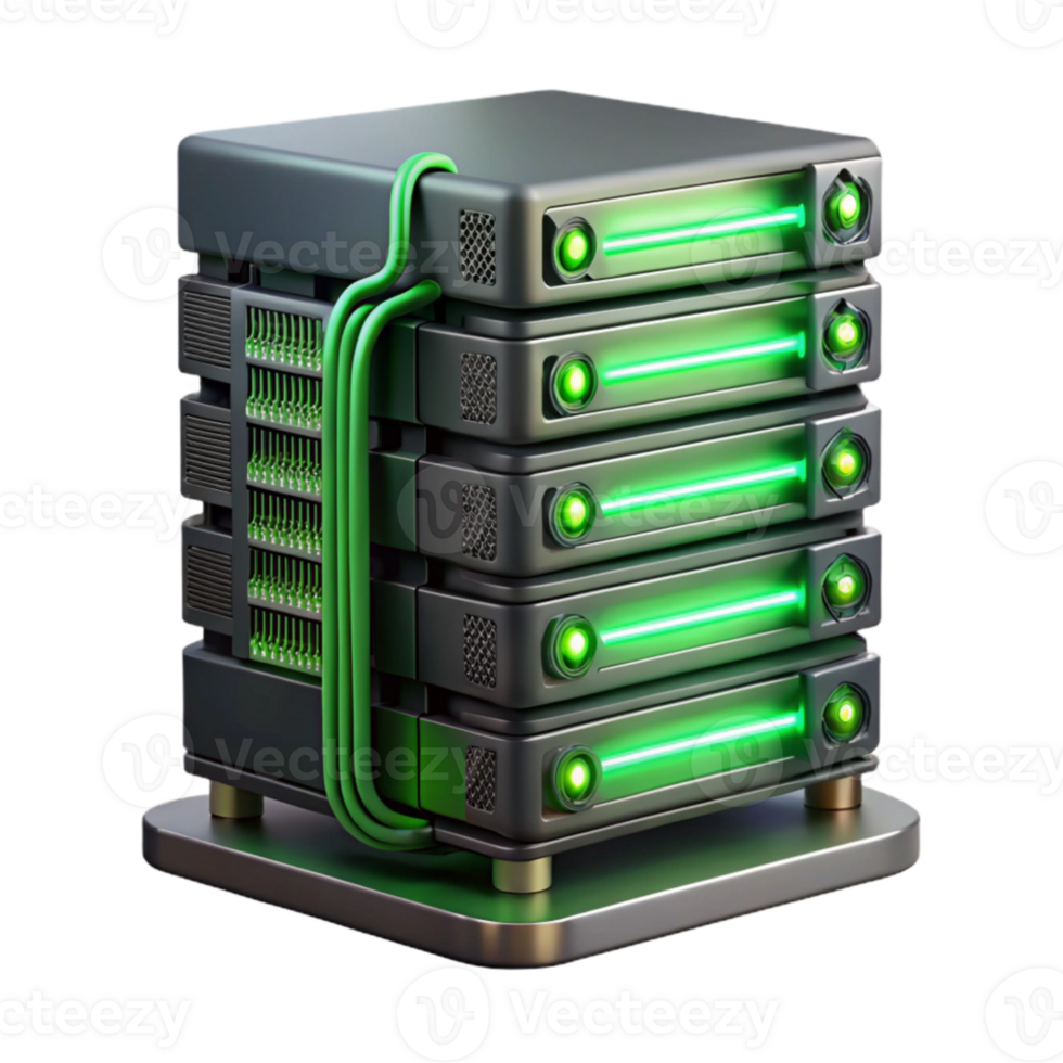 extraordinary vintage A towering server rack, humming with activity, cables cascading down its sides, illuminated by the flickering, green light of LEDs.... png