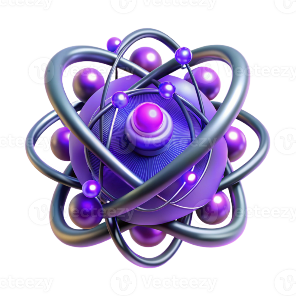 impressive minimalist A quantum computer, with glowing, entangled particles orbiting its core, illuminated by ethereal, purple light. Abstract style, fractal design high resolution png