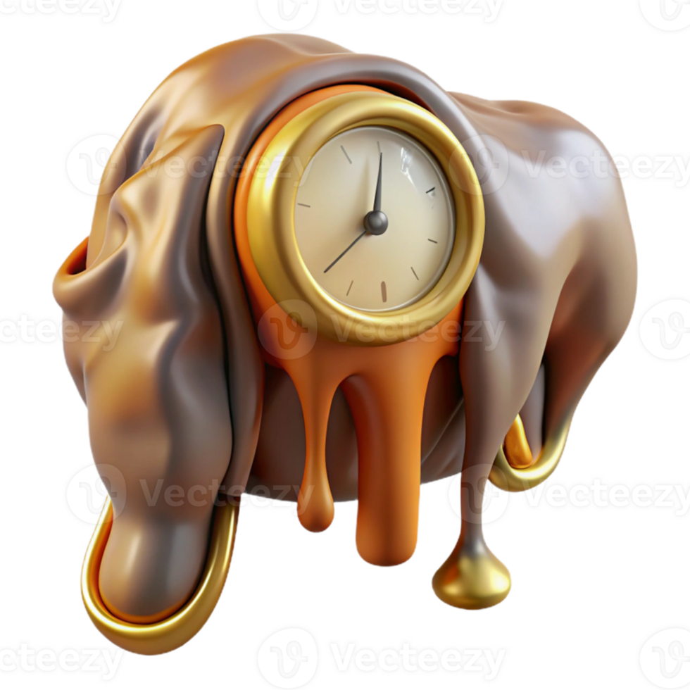 vibrant classic A surrealist painting of a melting clock draped over the back of an elephant, Salvador Dali style, dreamlike lighting exclusive png