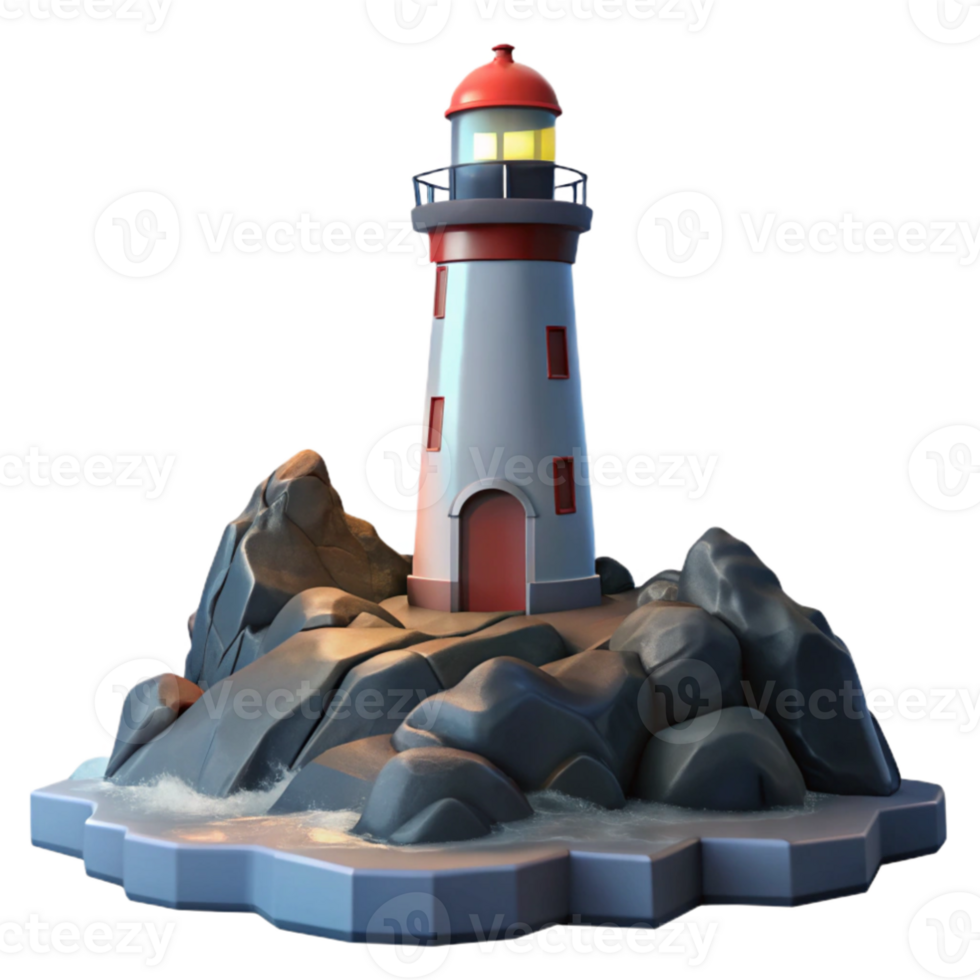 vibrant abstract A solitary lighthouse on a rocky cliff, stormy seas, dramatic lighting, romanticism style, exclusive png
