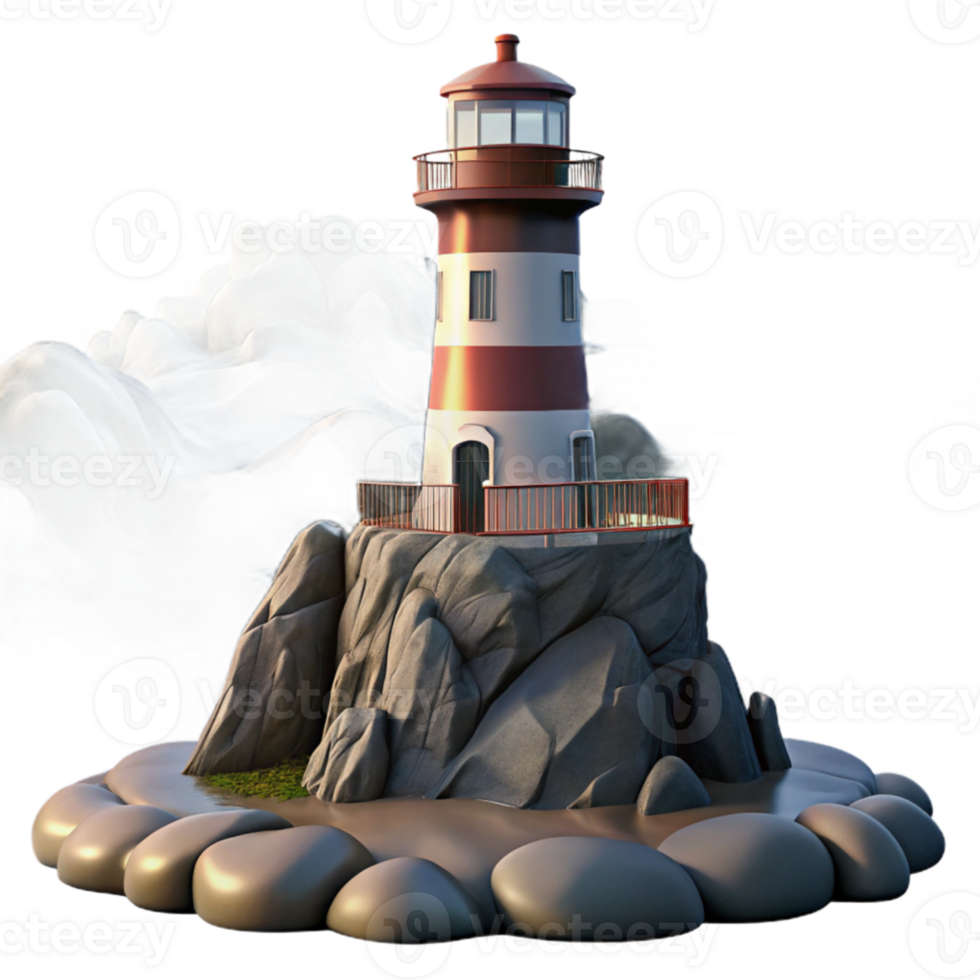 vibrant classic A solitary lighthouse on a rocky cliff, stormy seas, dramatic lighting, romanticism style, authentic png