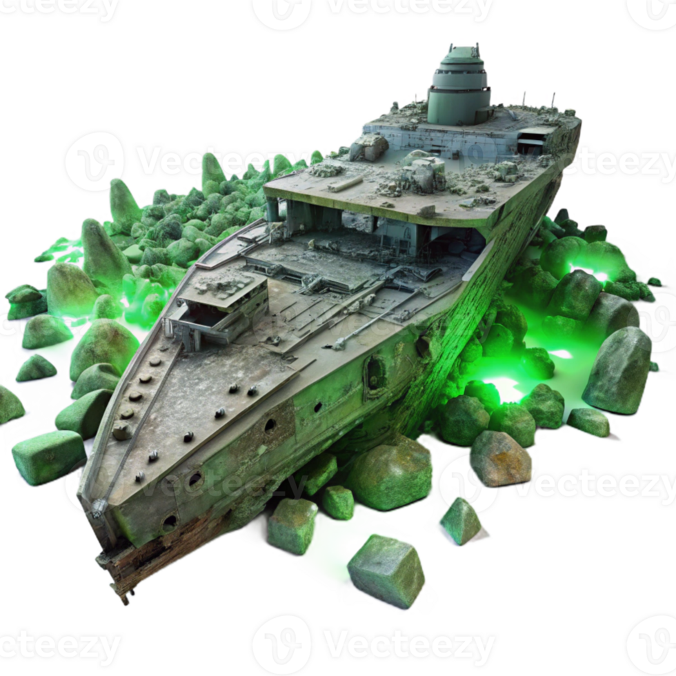magnificent minimalist A colossal spaceship graveyard, filled with the decaying hulks of ancient vessels, illuminated by the ghostly green glow of a nearby nebula detailed png