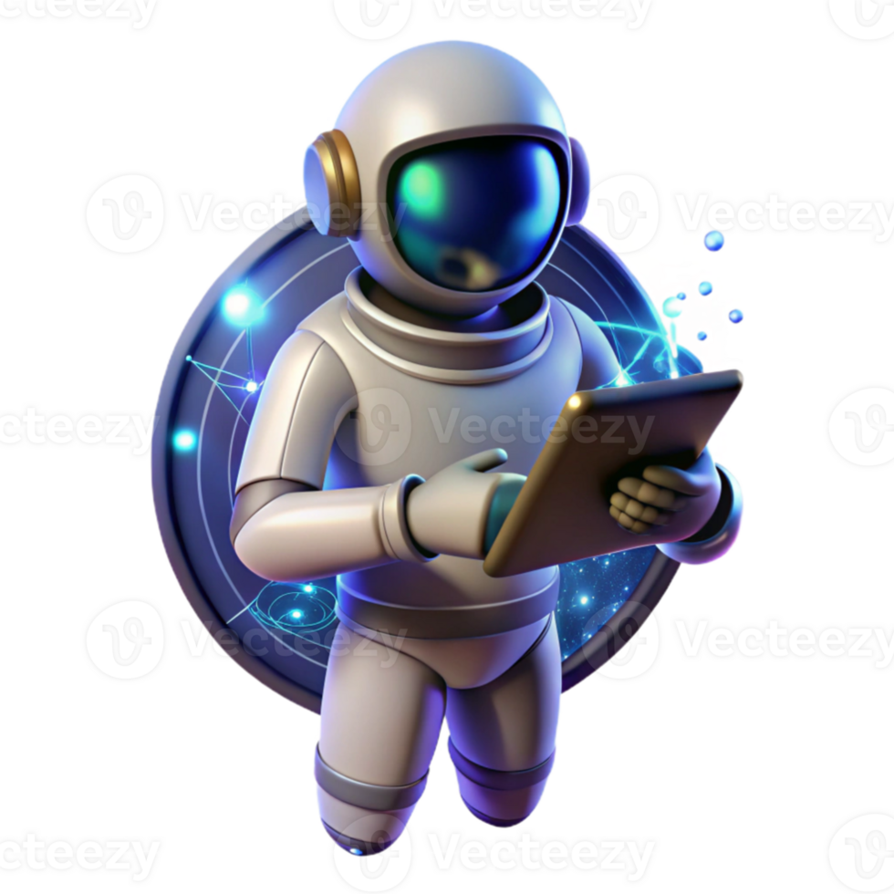 impressive creative A lone astronaut holding a glowing tablet, surrounded by swirling binary code, dark and ethereal lighting, science fiction style authentic png