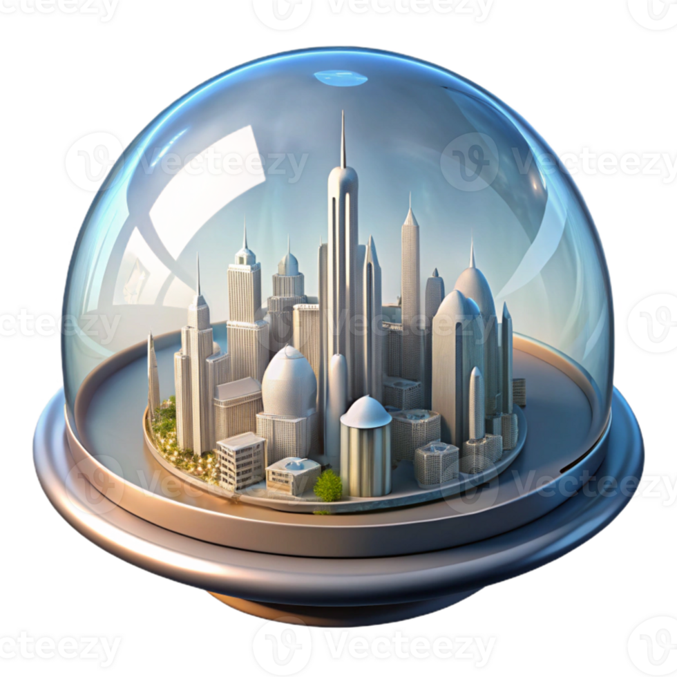 elegant traditional A futuristic city built within a massive transparent dome, intricate architecture, soft and utopian lighting, science fiction illustration style 4K png