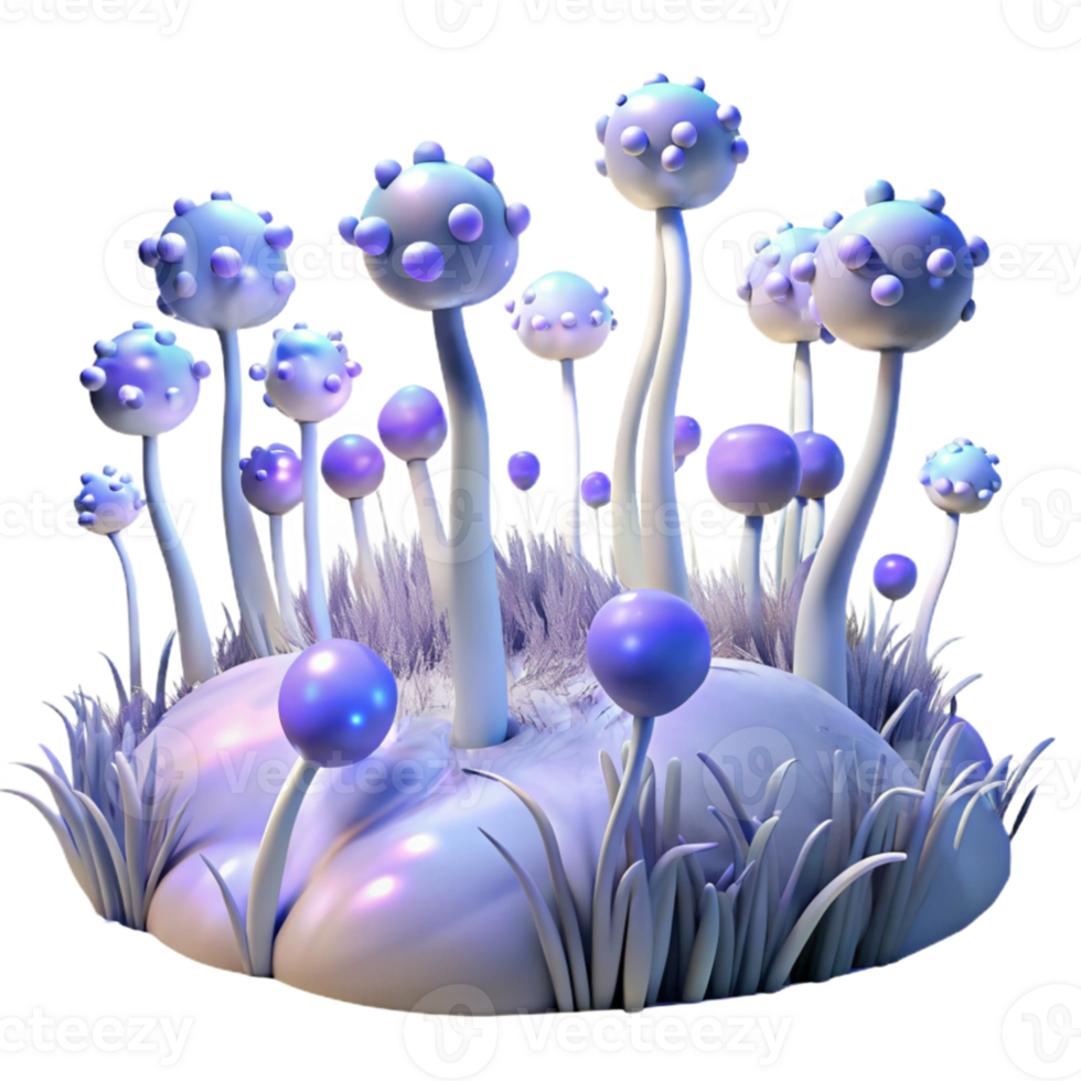 impressive traditional A field of sentient, bioluminescent flowers swaying in the breeze on an alien planet. Soft, ethereal lighting, fantasy art style high resolution png