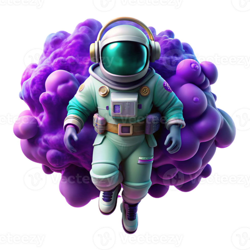 elegant rustic A lone astronaut, clad in a bioluminescent spacesuit, drifts through a nebula of vibrant purple and teal. The astronaut's helmet reflects the swirling nebula clouds.... png