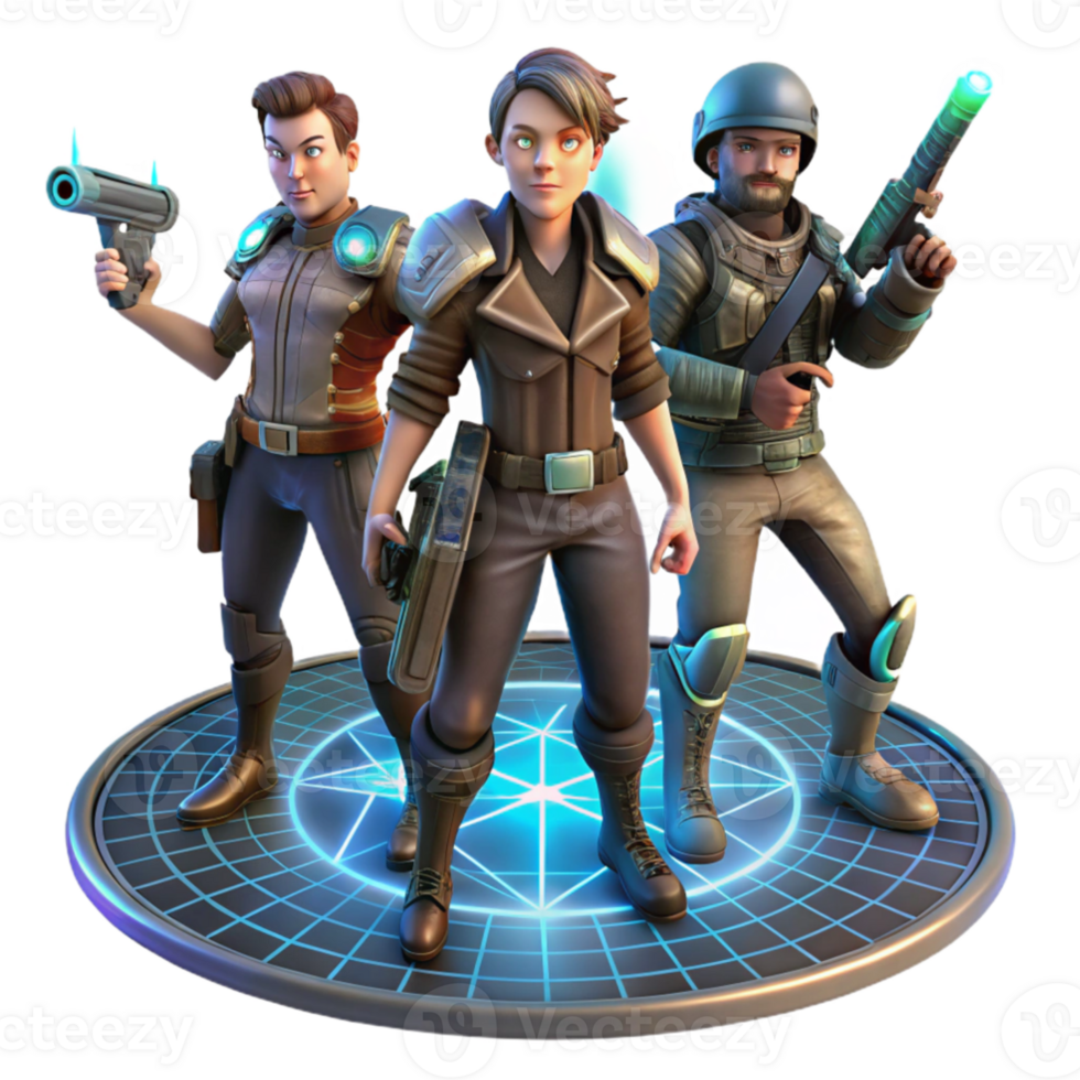 extraordinary abstract A group of space pirates, armed with laser pistols and wearing tattered leather jackets, stand around a holographic map of a star system. Dark, dramatic lighting.... png