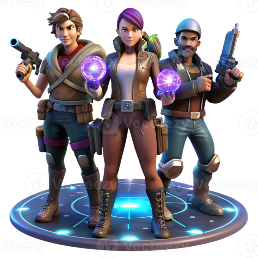 stunning traditional A group of space pirates, armed with laser pistols and wearing tattered leather jackets, stand around a holographic map of a star system. Dark, dramatic lighting.... png