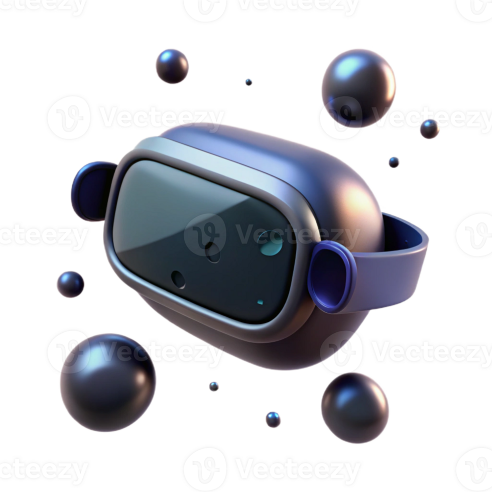 beautiful abstract serene modern A virtual reality headset floating in a dark void, glowing lenses, surreal and mysterious atmosphere high quality authentic png