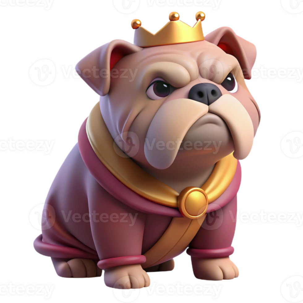 impressive rustic elegant creative A grumpy looking bulldog wearing a tiny crown and a velvet robe, studio lighting, dramatic shadows, photorealistic exclusive professional png