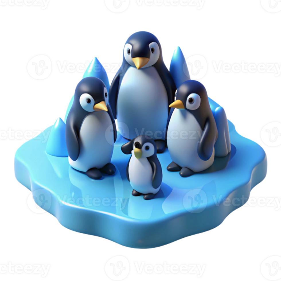extraordinary traditional vibrant vintage A group of penguins huddled together on an icy floe, cold blue lighting, minimalist composition, in the style of a nature photograph premium exclusive png