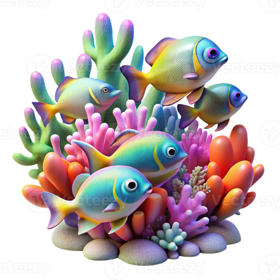 vibrant creative wonderful rustic A school of iridescent fish swimming through a coral reef, vibrant colors, underwater photography style, with caustics and refracted light authentic genuine png