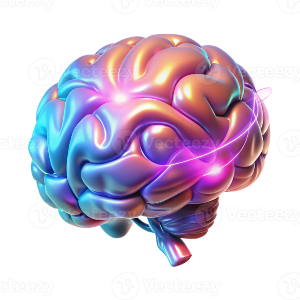 elegant contemporary extraordinary traditional A holographic projection of a human brain, pulsating with energy, intricate details, vibrant colors, scientific illustration style detailed high quality png