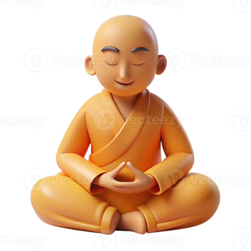 wonderful contemporary wonderful rustic A serene monk meditating, soft, diffused lighting, minimalist style premium original png