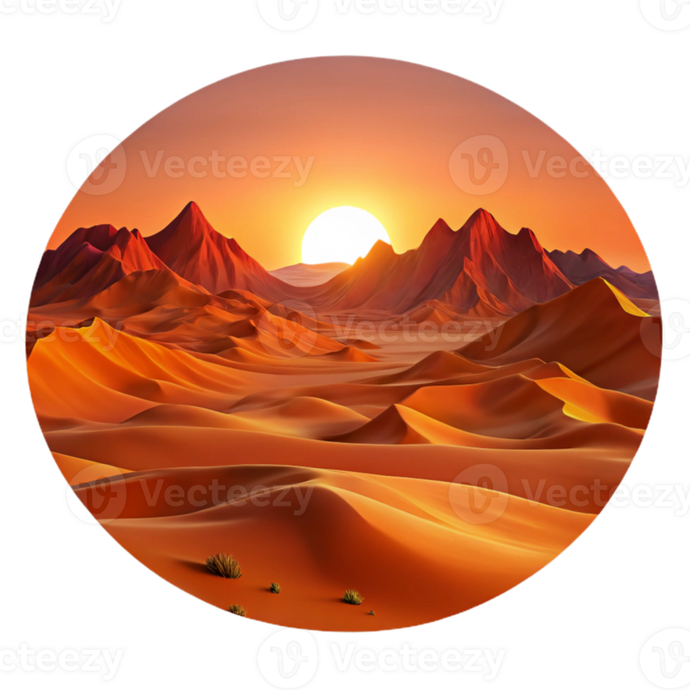 vibrant classic stunning artistic A panoramic view of a vast desert landscape at sunset, warm, orange and red hues, dramatic lighting, cinematic style 4K premium png