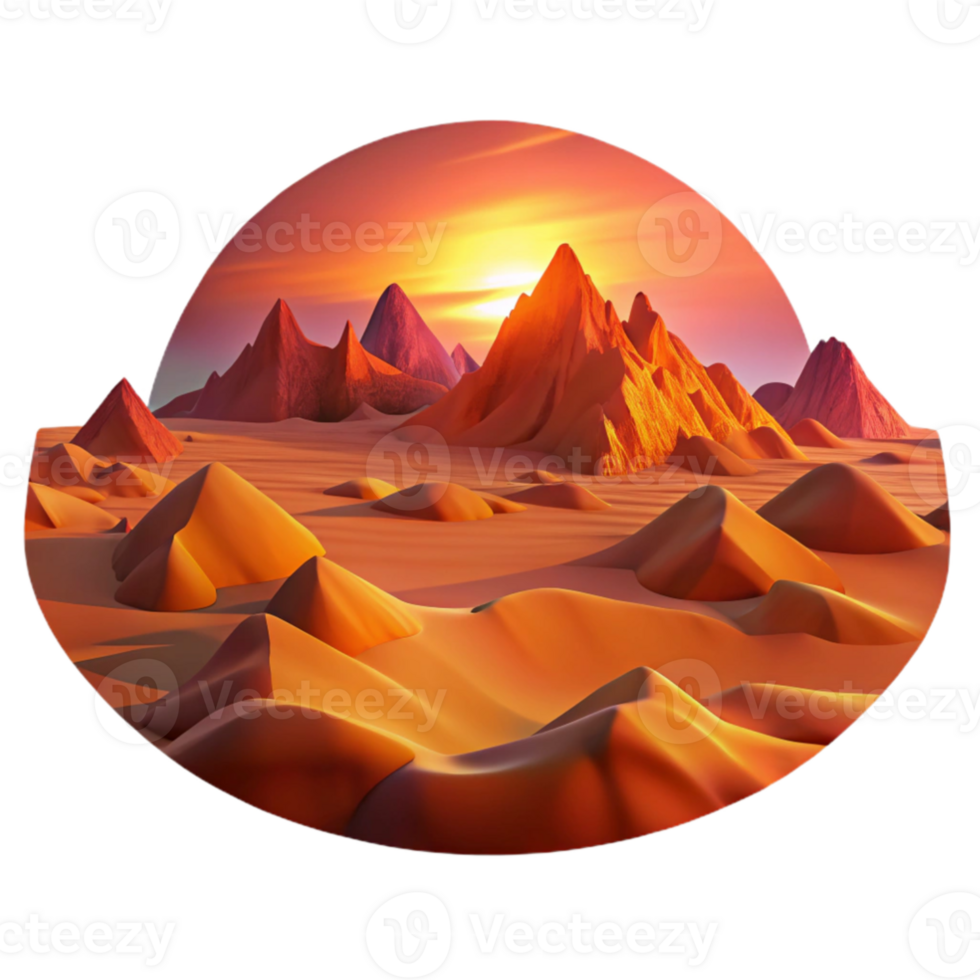 extraordinary artistic magnificent traditional A panoramic view of a vast desert landscape at sunset, warm, orange and red hues, dramatic lighting, cinematic style high resolution original png