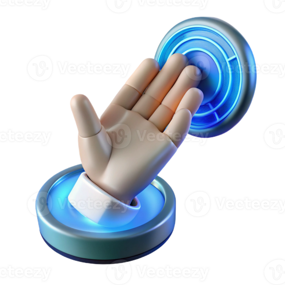 elegant modern magnificent vintage A photorealistic render of a human hand reaching out to touch a holographic interface, blue and white light, futuristic style exclusive original png