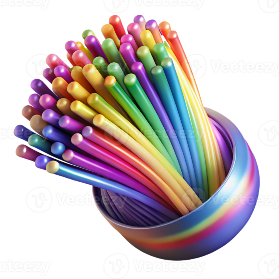 vibrant classic wonderful artistic A close up, macro shot of a fiber optic cable emitting glowing strands of light, vibrant, multicolored lighting, abstract photography style 4K authentic png