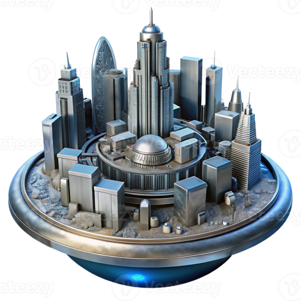 stunning modern serene classic A futuristic city built on the surface of a giant, rotating hard drive, intricate details, metallic and glass textures, science fiction style 4K detailed png