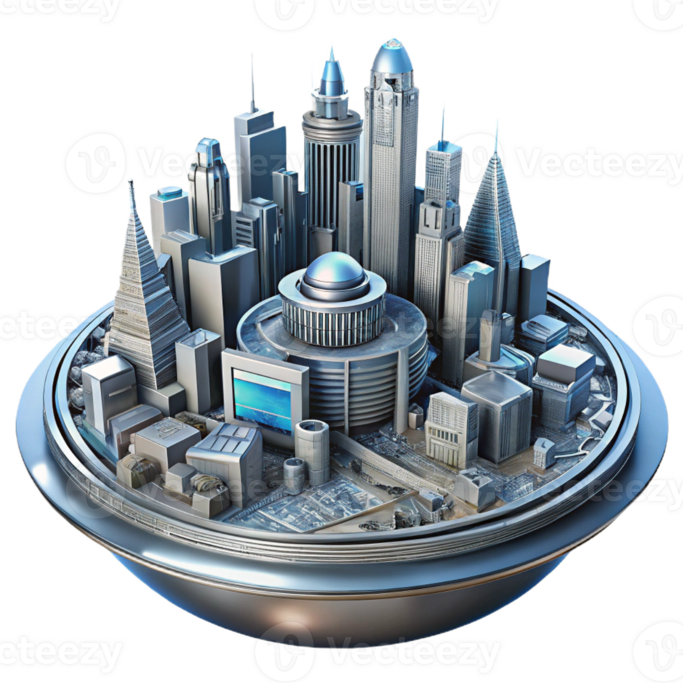 vibrant vintage magnificent modern A futuristic city built on the surface of a giant, rotating hard drive, intricate details, metallic and glass textures, science fiction style exclusive detailed png