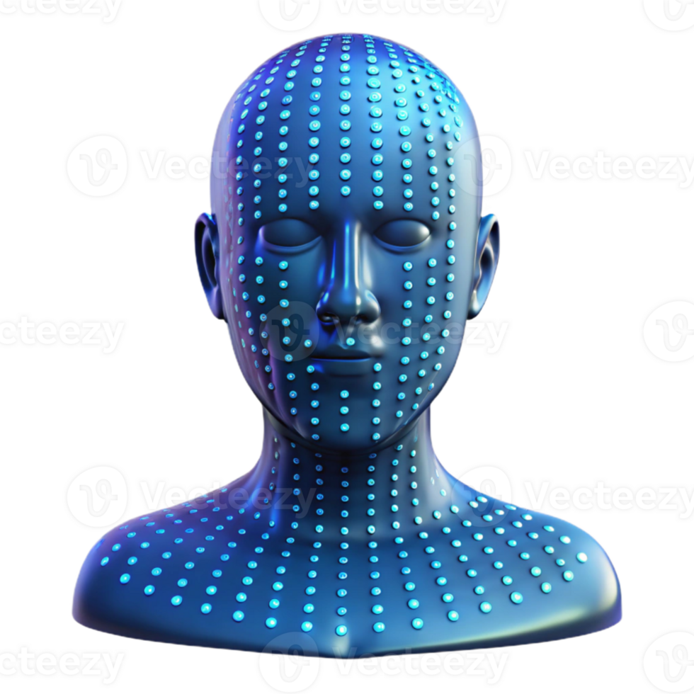 dramatic abstract vibrant minimalist A transparent human head filled with binary code, glowing from within, digital art style premium authentic png