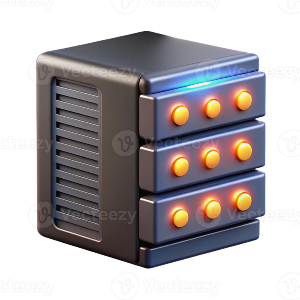 extraordinary modern elegant creative A single, powerful server rack humming with energy, illuminated by blinking indicator lights, datacenter photography style original premium png