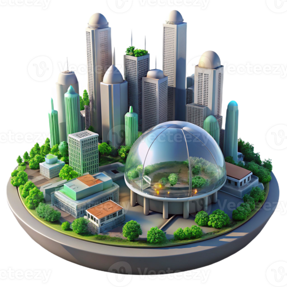 magnificent minimalist elegant rustic A futuristic city built within a giant biodome, lush vegetation and advanced architecture visible, utopian art style original 4K png