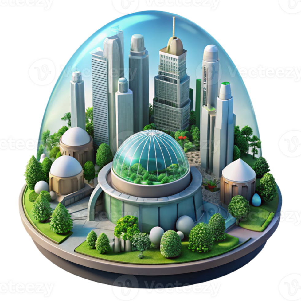 dramatic traditional elegant vintage A futuristic city built within a giant biodome, lush vegetation and advanced architecture visible, utopian art style 4K exclusive png