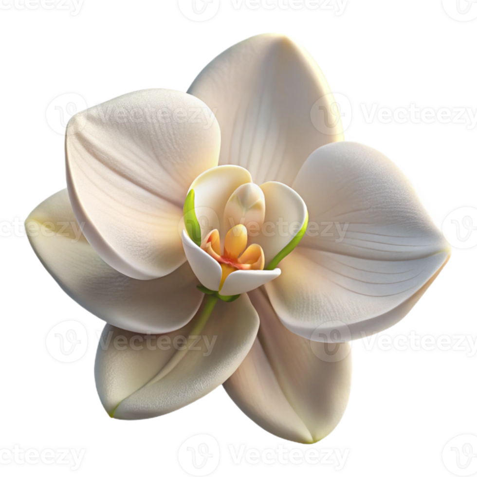 serene creative vibrant modern A single blooming white orchid, soft diffused light, intricate details, botanical illustration style, premium exclusive png