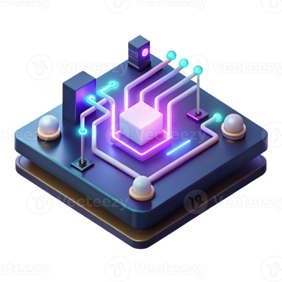 vibrant abstract beautiful creative A microscopic view of a circuit board, intricate pathways, glowing neon lights, abstract, technological, futuristic exclusive detailed png