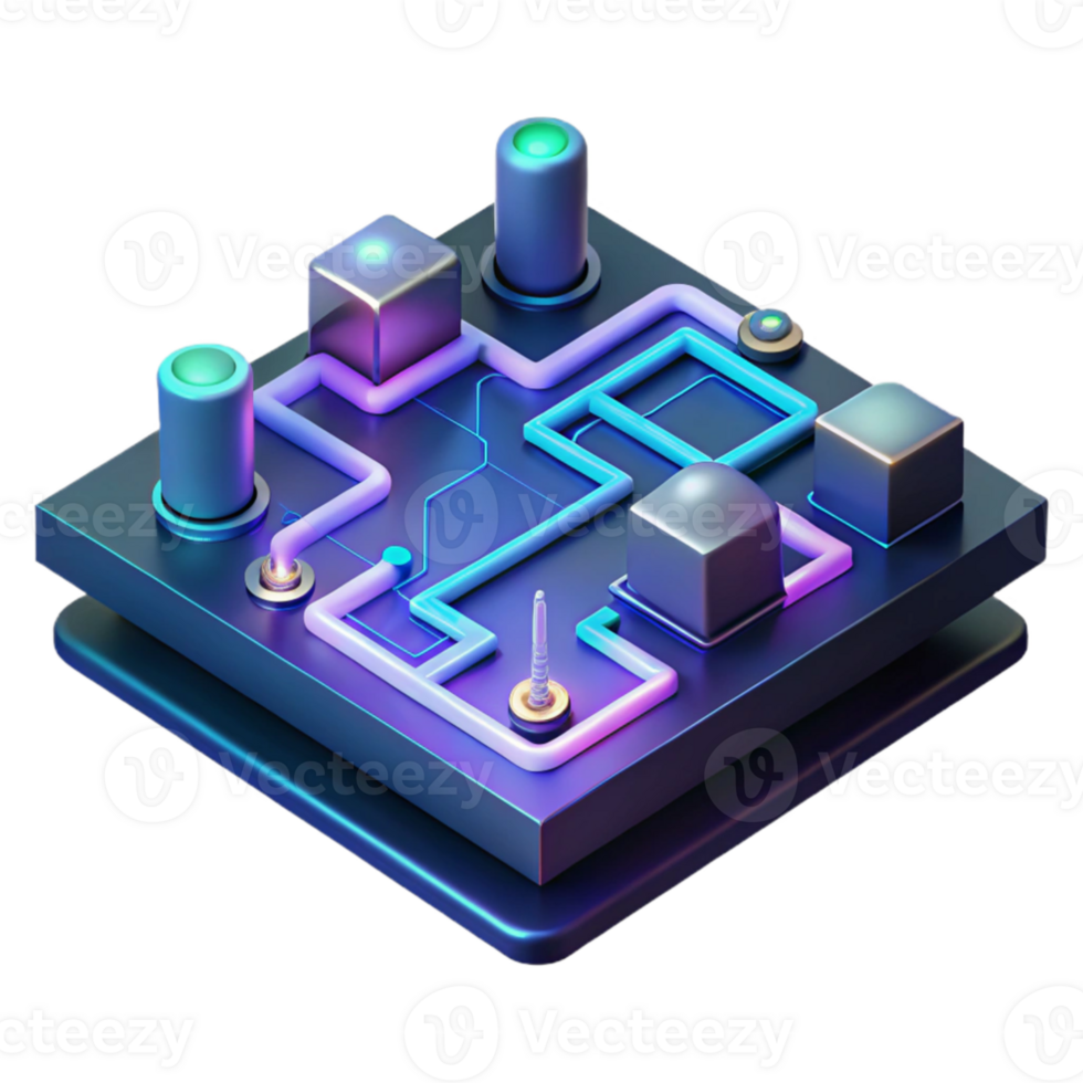 dramatic creative stunning modern A microscopic view of a circuit board, intricate pathways, glowing neon lights, abstract, technological, futuristic detailed professional png