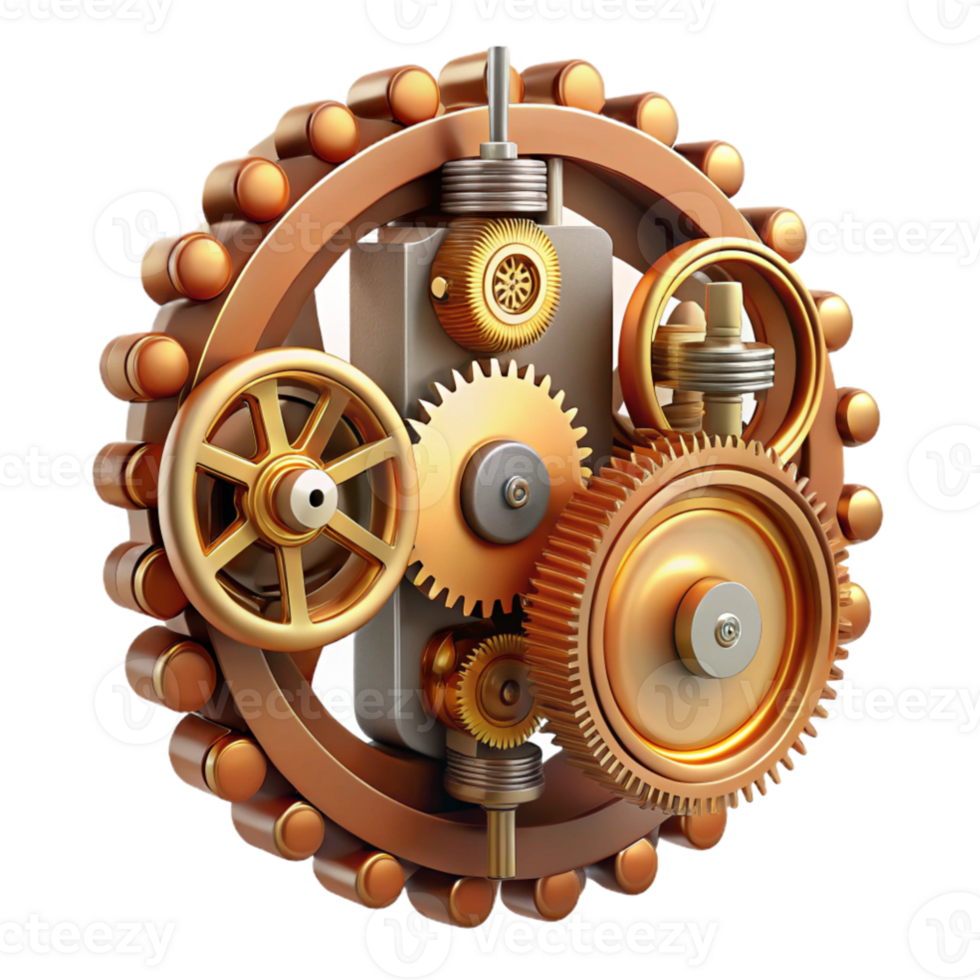 dramatic traditional wonderful artistic An intricate clockwork mechanism, gears and springs, brass and copper tones, steampunk, intricate, mechanical genuine 4K png
