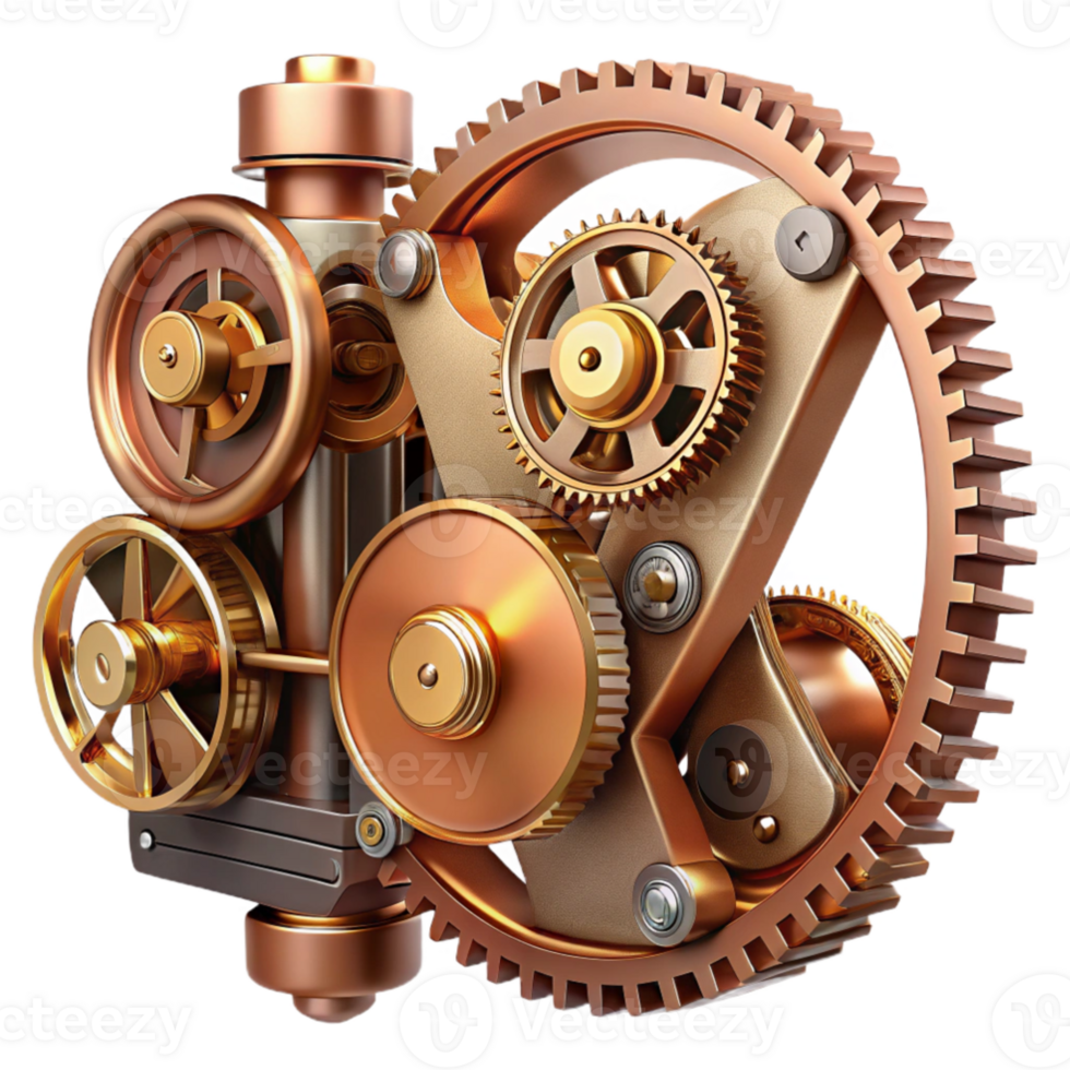 extraordinary minimalist vibrant minimalist An intricate clockwork mechanism, gears and springs, brass and copper tones, steampunk, intricate, mechanical genuine professional png