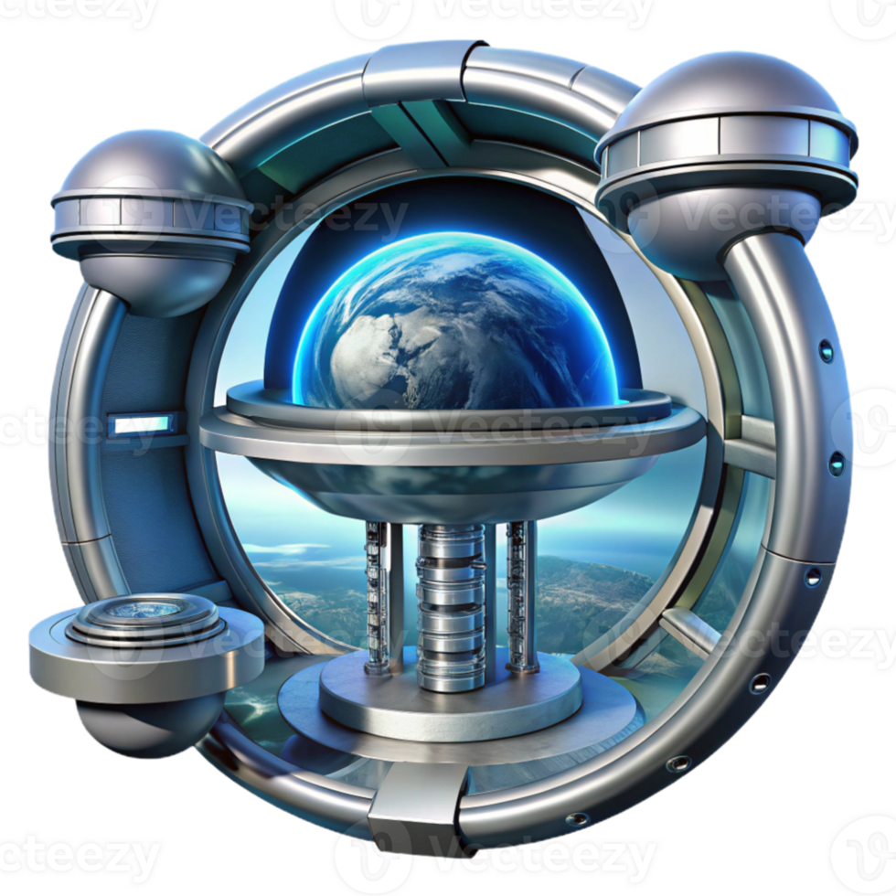 extraordinary abstract stunning artistic A futuristic space station, sleek metallic design, rotating sections, view of Earth from a window, technological, advanced, scientific detailed exclusive png
