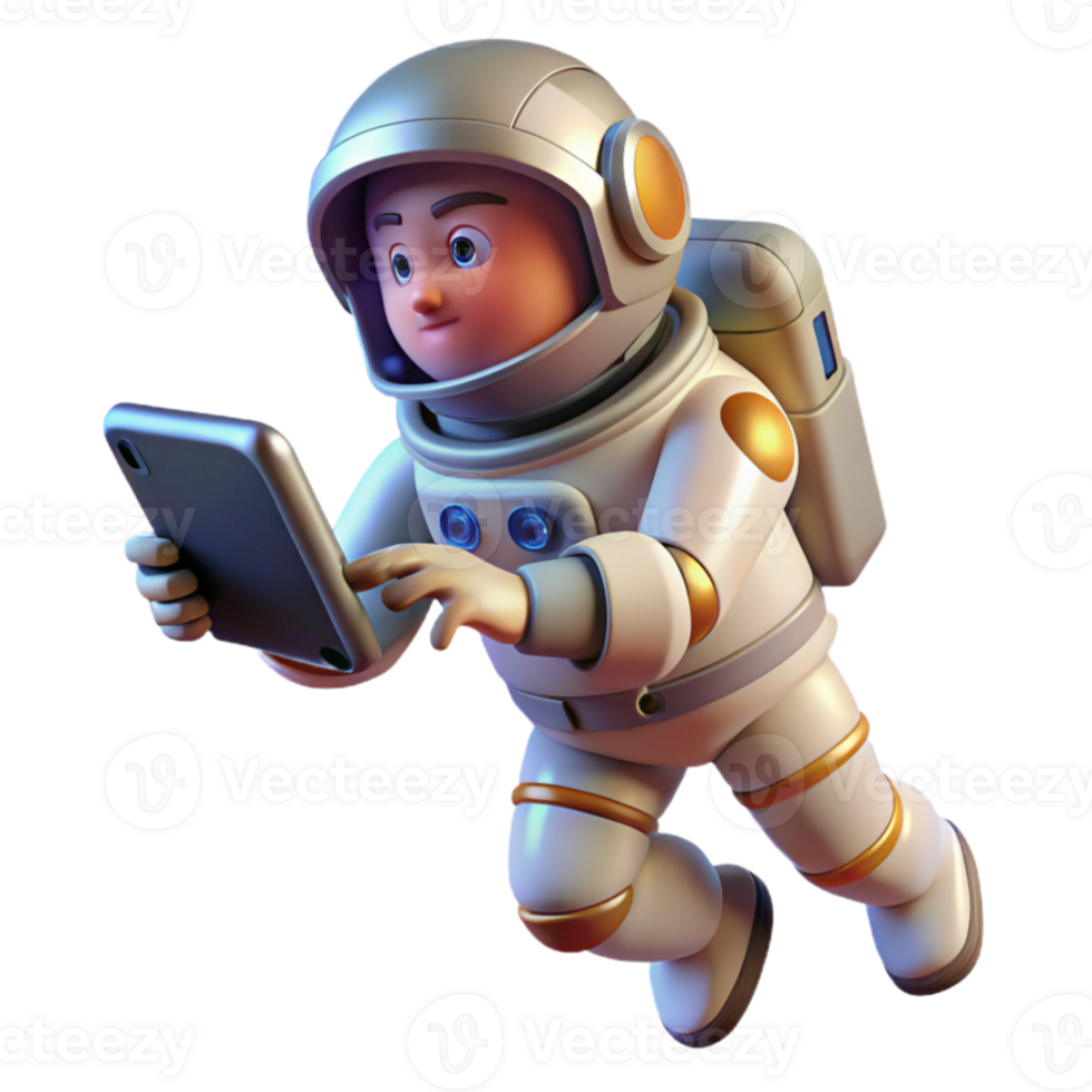 serene modern impressive abstract A lone astronaut floating in space, holding a futuristic tablet displaying complex data, dramatic backlighting, realistic style professional detailed png