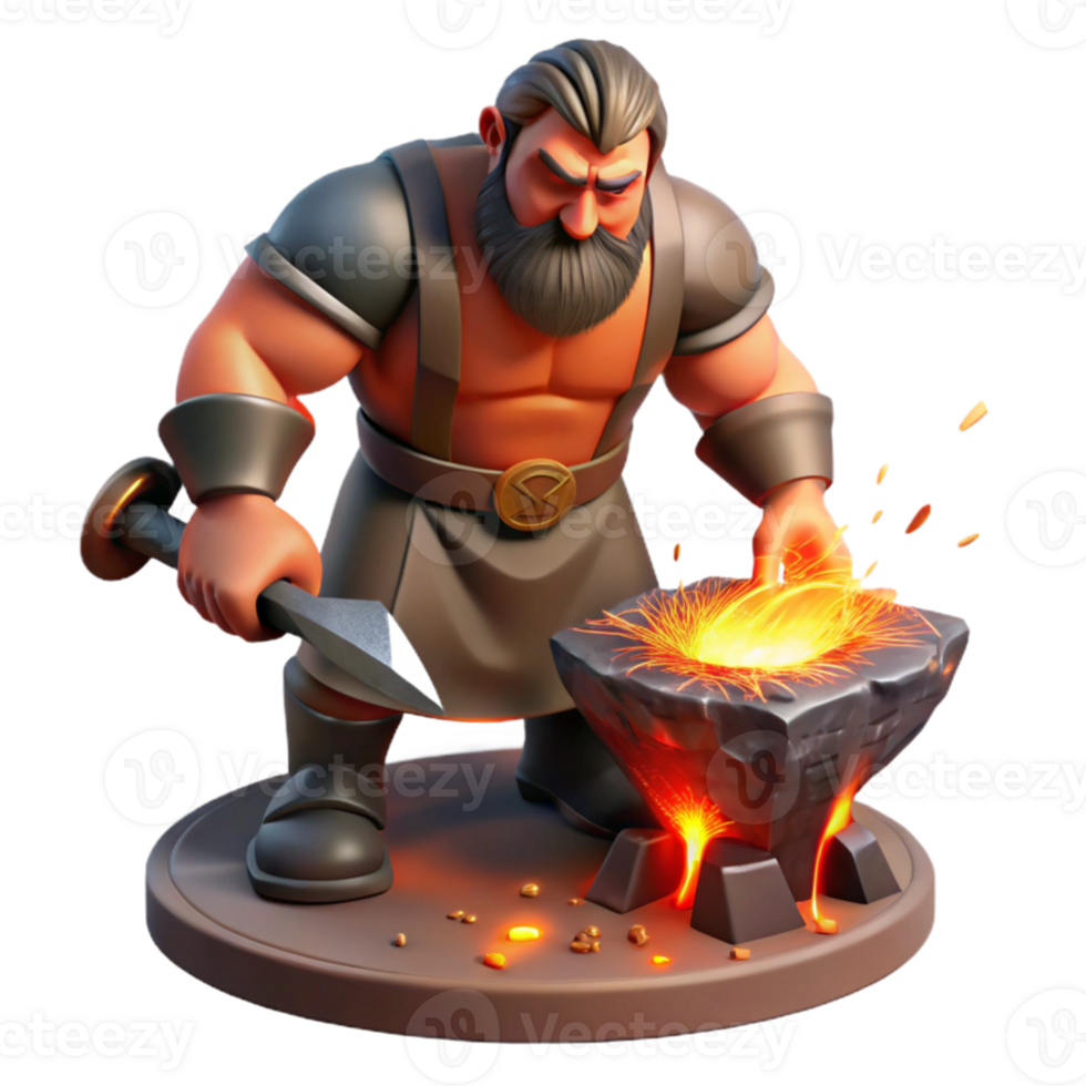 impressive classic vibrant vintage A fearsome Cyclops forging a lightning bolt in his volcanic forge, depicted in a gritty, realistic style with intense firelight and dramatic shadows detailed... png