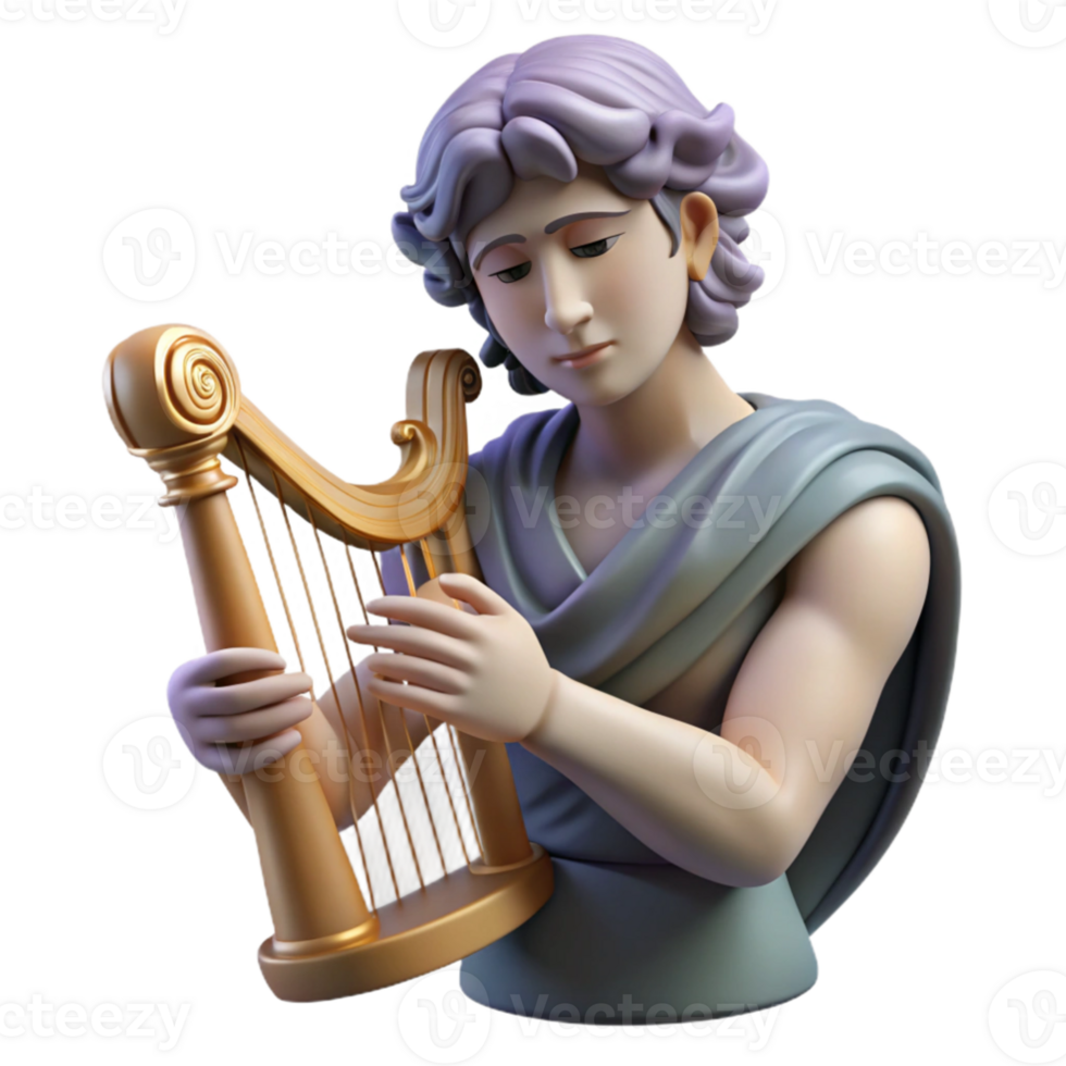 serene classic dramatic classic A melancholic Orpheus playing his lyre in the underworld, attempting to retrieve Eurydice, rendered in a somber, Romantic style with dark shadows and a mournful... png