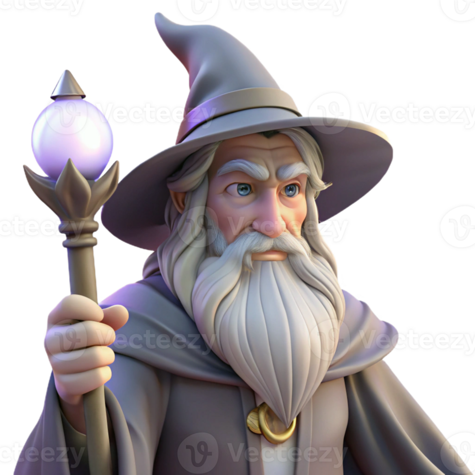stunning rustic dramatic minimalist Portrait of a wise old wizard with a long, pointed hat and a flowing white beard, holding a glowing orb. Mystical, ethereal lighting.... png