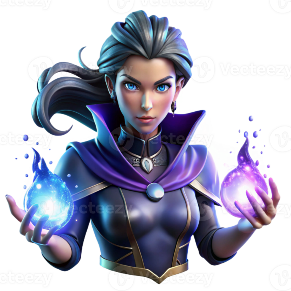 serene artistic extraordinary modern Portrait of a powerful sorceress with glowing hands, surrounded by swirling particles of magic. Ethereal, vibrant lighting.... png