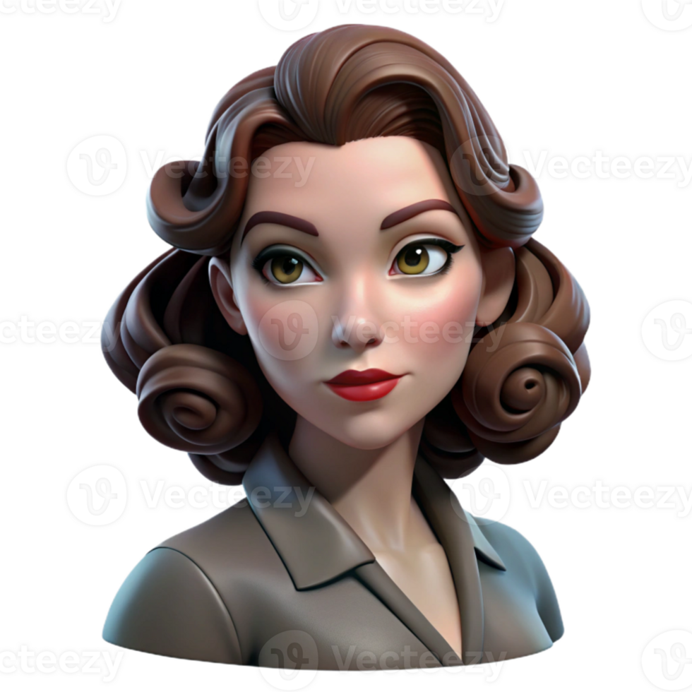 magnificent classic impressive abstract Portrait of a glamorous Hollywood actress with classic 1940s makeup, styled hair, and a captivating gaze. Soft, glamorous lighting.... png