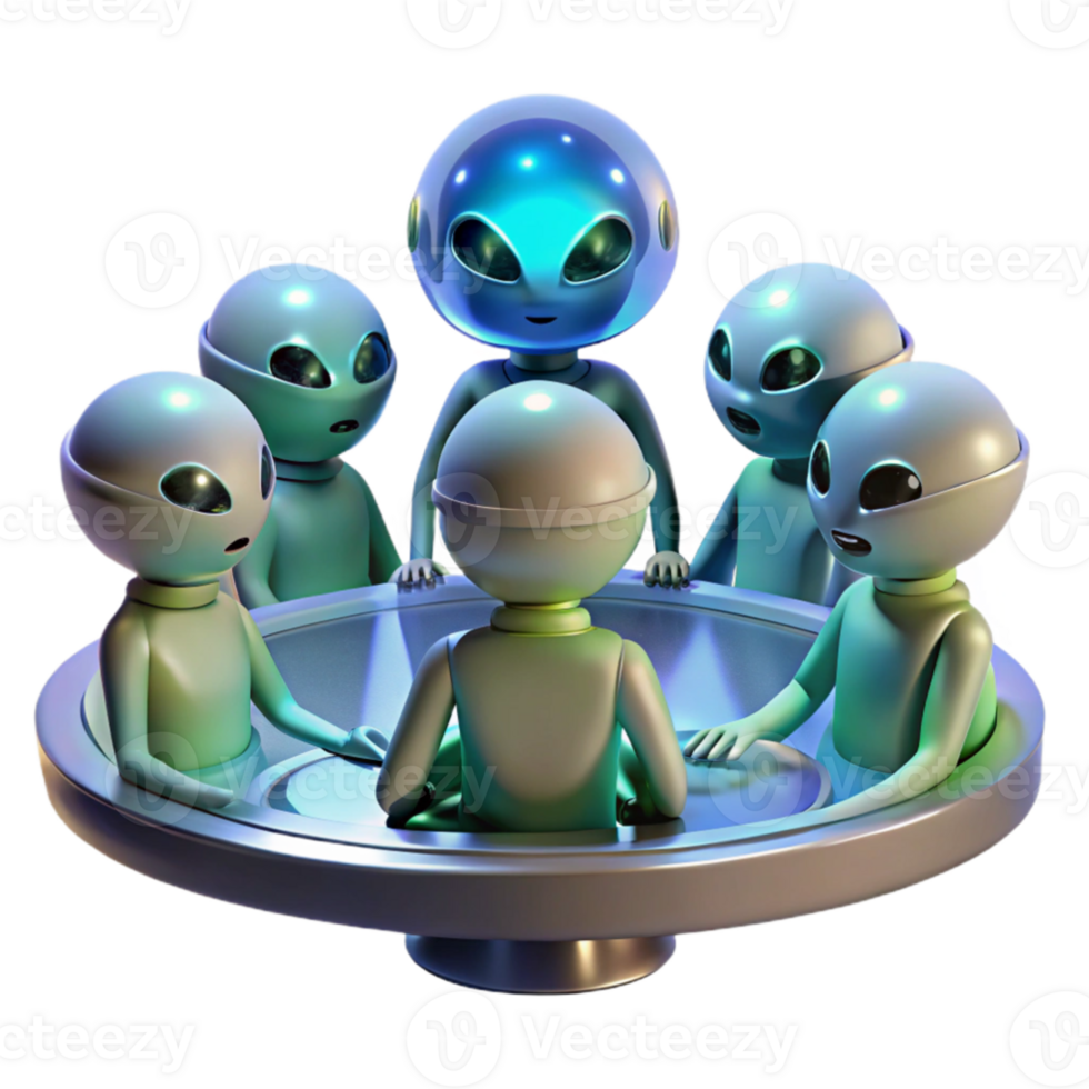 wonderful abstract elegant classic A group of alien diplomats, with iridescent scales and multifaceted eyes, gathered around a holographic table, bathed in the cool, sterile light of a spaceship's... png