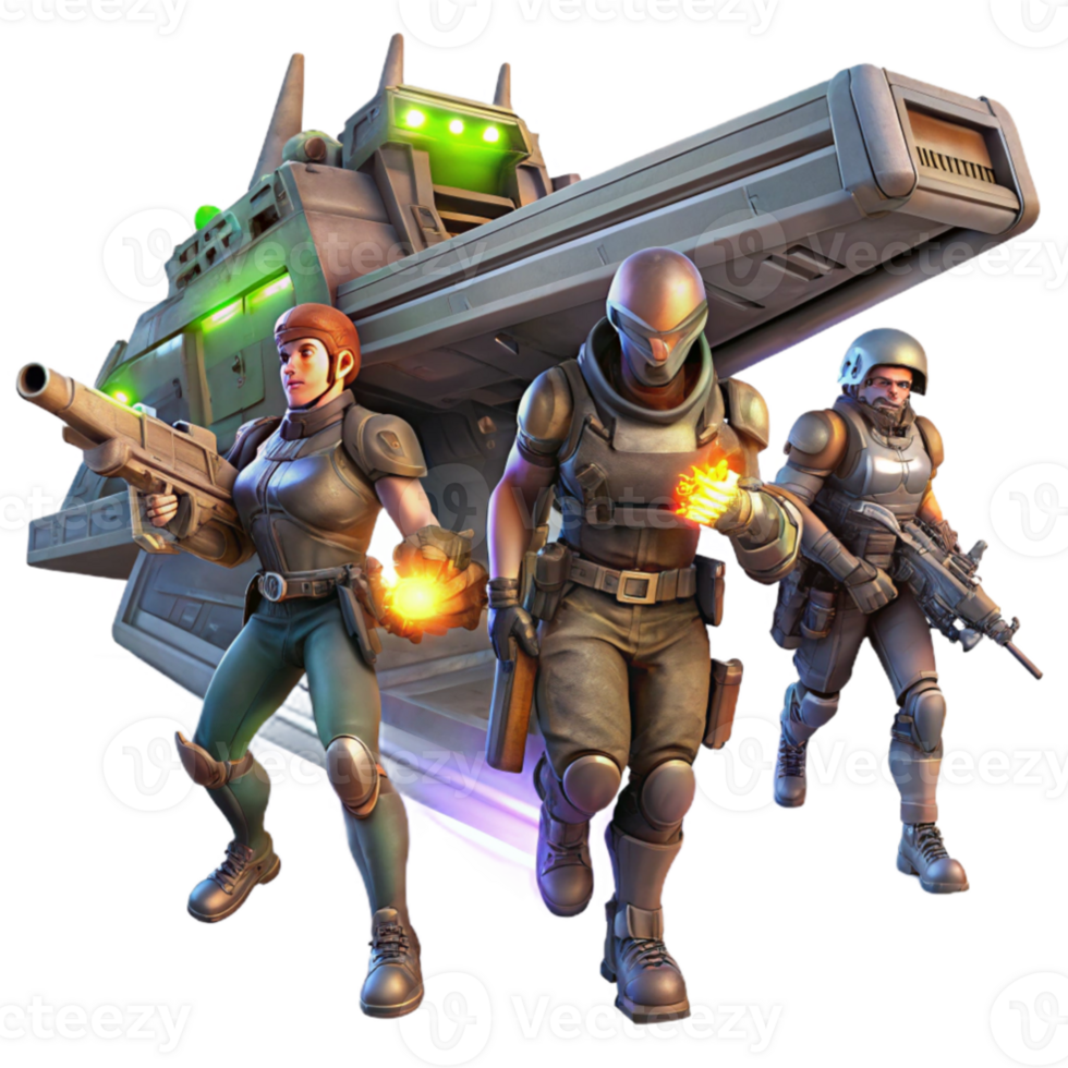 dramatic traditional extraordinary rustic A group of space pirates, clad in tattered leather and wielding laser pistols, boarding a derelict spaceship, illuminated by flickering emergency lights... png