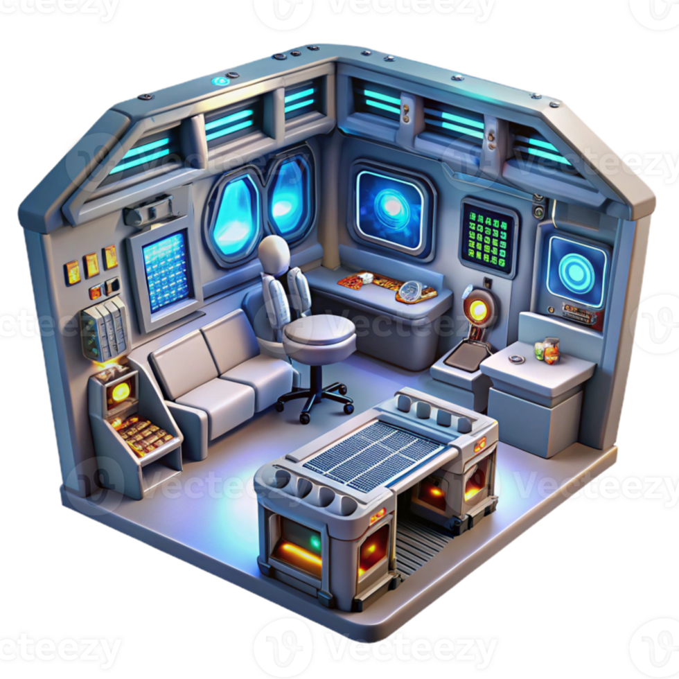 stunning rustic dramatic minimalist A highly detailed, intricate spaceship interior, with glowing control panels, holographic displays, and comfortable living quarters, lit by a warm, inviting... png