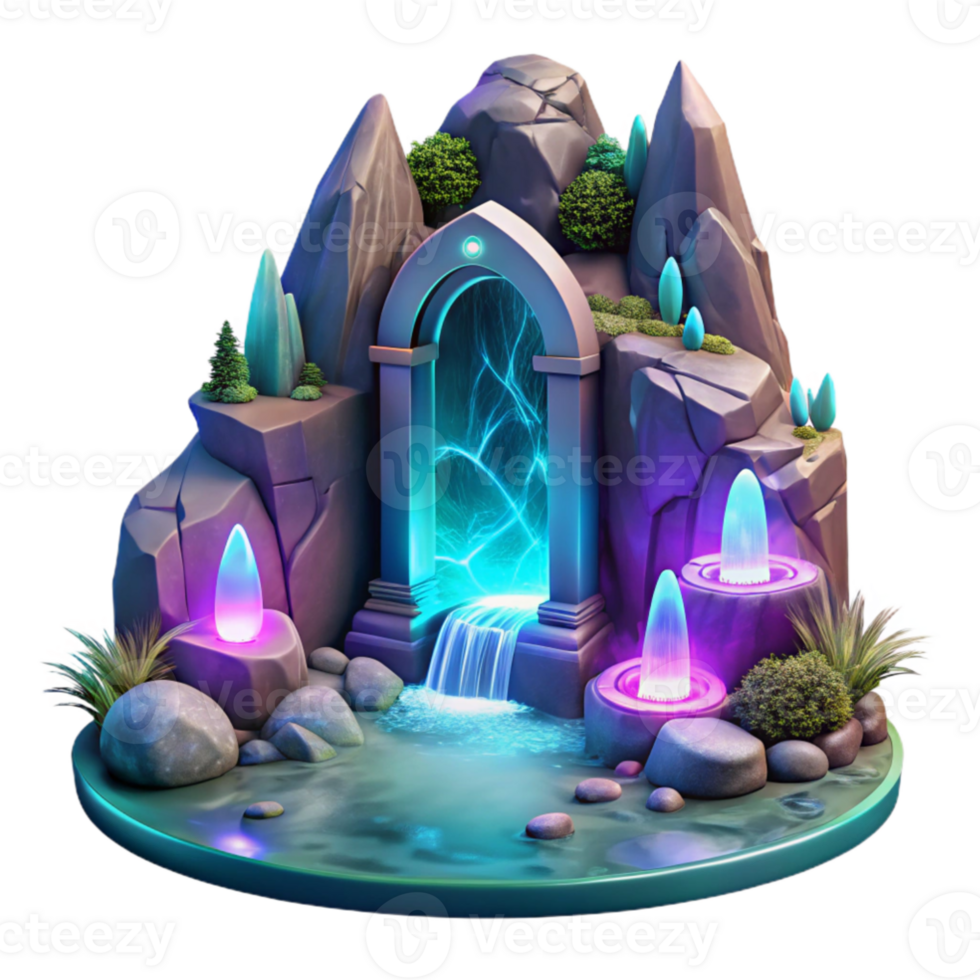 dramatic creative elegant traditional A hidden portal shimmering with arcane energy, surrounded by floating islands and waterfalls, vibrant neon colors, surreal and otherworldly.... png