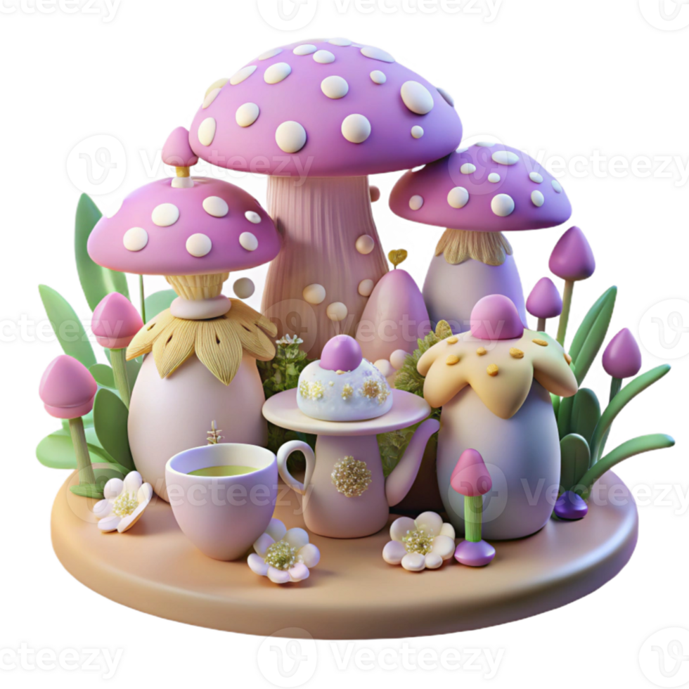extraordinary contemporary magnificent rustic A whimsical tea party hosted by a group of forest sprites, surrounded by glowing flowers and mushrooms, soft, pastel colors, dreamlike and charming.... png