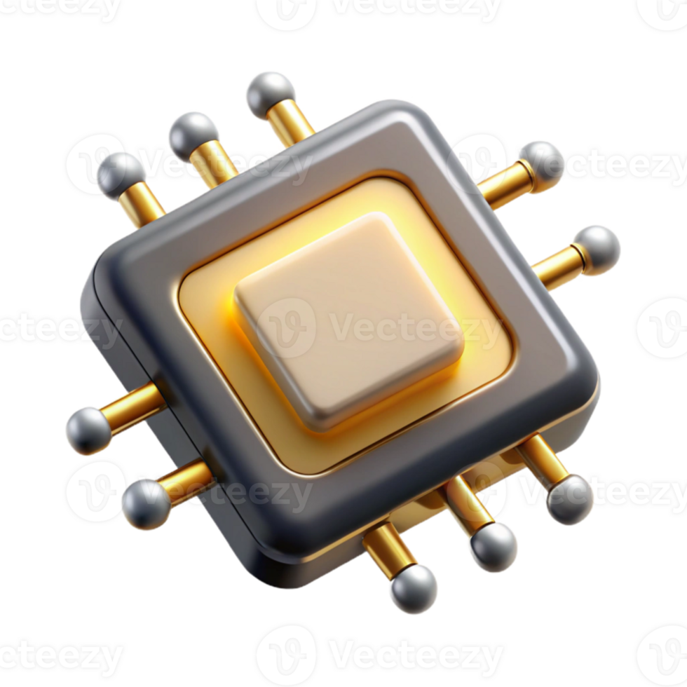impressive vintage extraordinary modern A single microchip, its golden circuits intricately detailed, floating in a dark void, illuminated by a single ray of ethereal white light authentic... png